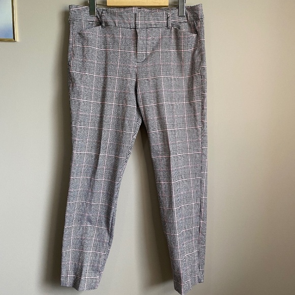 Old Navy Women's Pixie Ankle Houndstooth Striped Black + White Stretchy Pants 12 - Picture 1 of 10